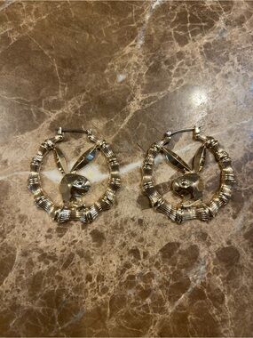 PLAYBOY Gold Bunny Hoop Earrings